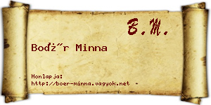 Boér Minna névjegykártya